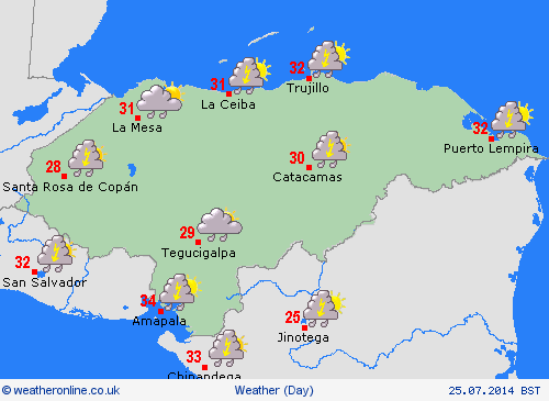 overview Honduras Central America Forecast maps