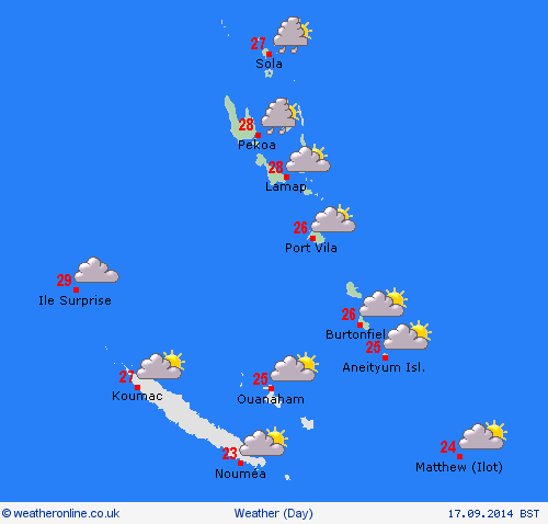 overview Vanuatu Oceania Forecast maps