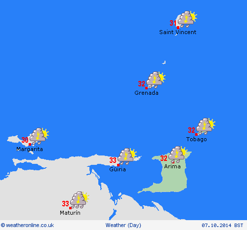 overview Trinidad and Tobago South America Forecast maps