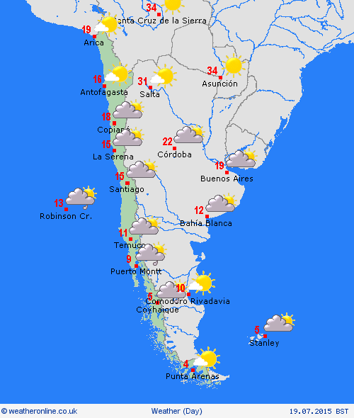 overview Chile South America Forecast maps
