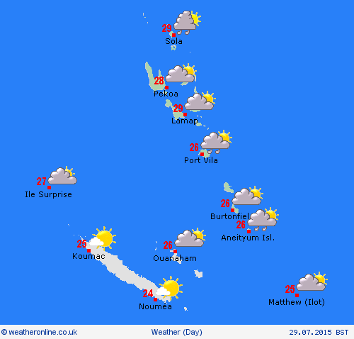 overview Vanuatu Oceania Forecast maps