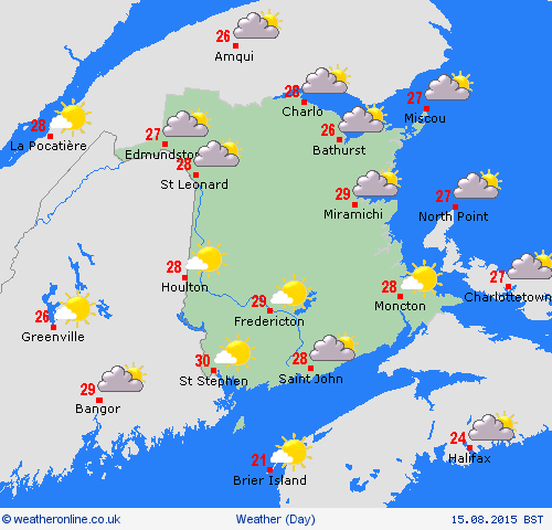 overview New Brunswick North America Forecast maps