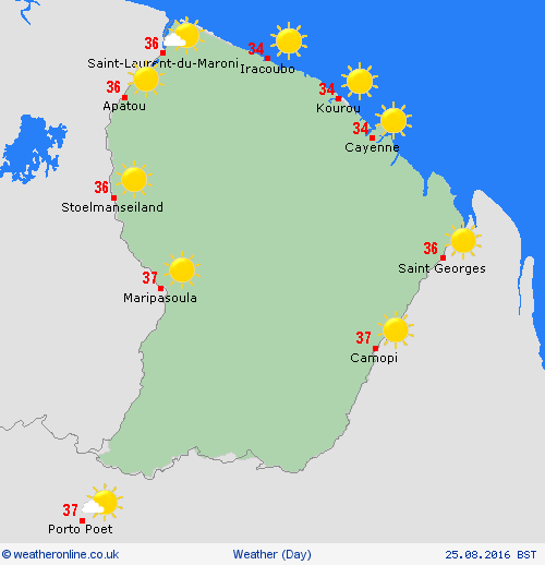 overview French Guiana South America Forecast maps