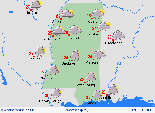 overview Mississippi North America Forecast maps