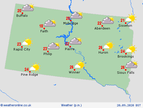 overview South Dakota North America Forecast maps