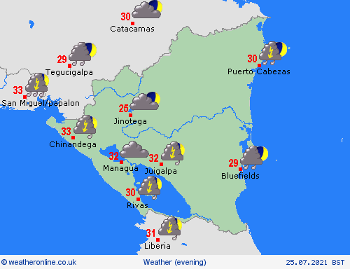 overview Nicaragua Central America Forecast maps