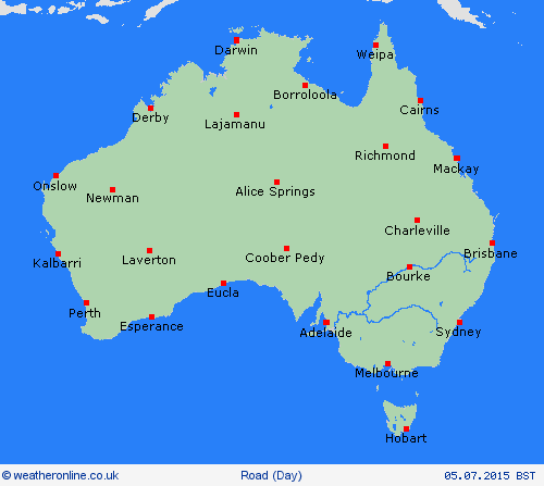 road conditions Australia Oceania Forecast maps