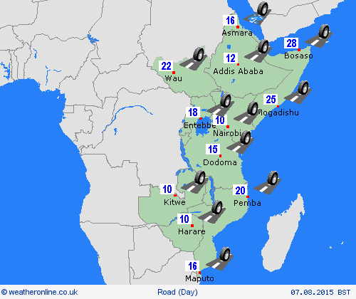 road conditions  Africa Forecast maps