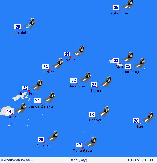 road conditions Futuna and Wallis Oceania Forecast maps