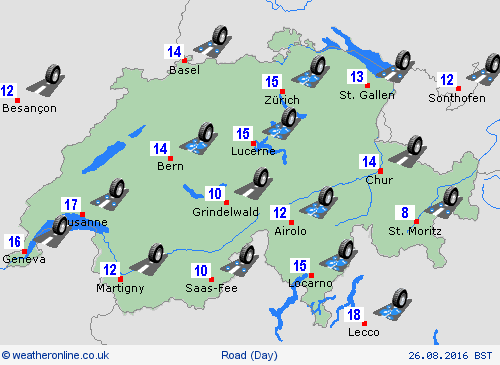 road conditions Switzerland Europe Forecast maps