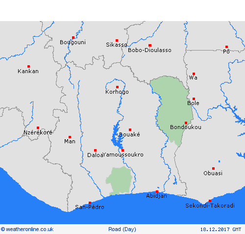 road conditions Côte d'Ivoire Africa Forecast maps