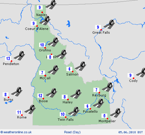 road conditions Idaho North America Forecast maps