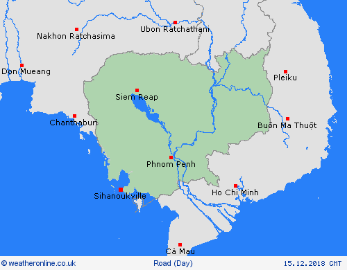 road conditions Cambodia Asia Forecast maps