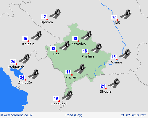 road conditions Kosovo Europe Forecast maps