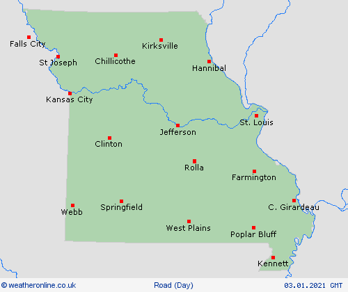 road conditions Missouri North America Forecast maps