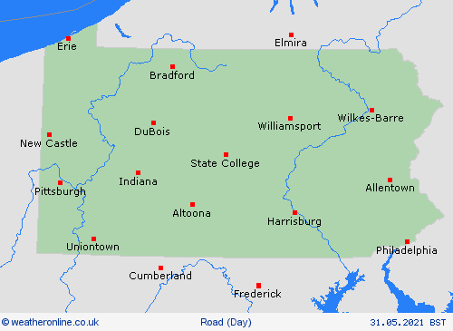 road conditions Pennsylvania North America Forecast maps