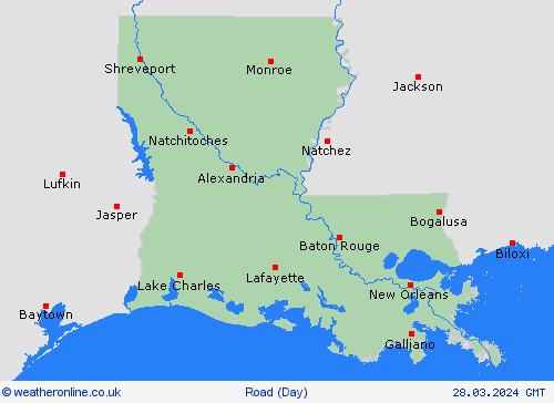 road conditions Louisiana North America Forecast maps