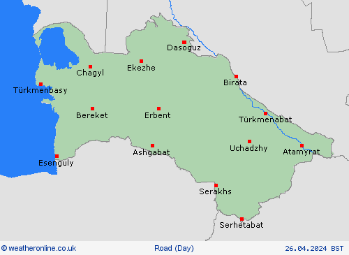 road conditions Turkmenistan Asia Forecast maps