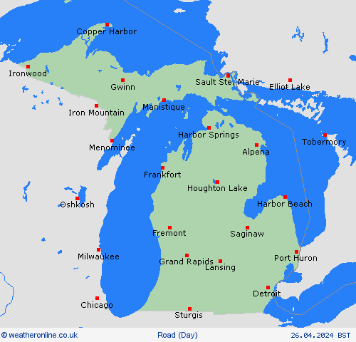 road conditions Michigan North America Forecast maps