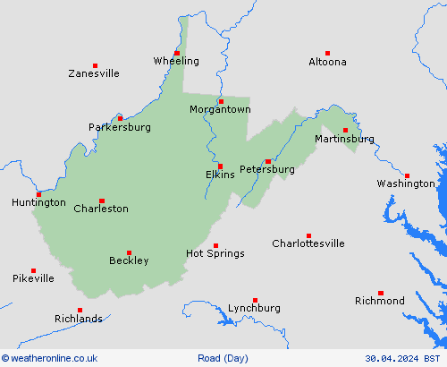 road conditions West-Virginia North America Forecast maps