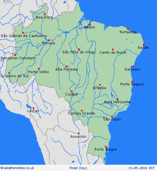 road conditions Brazil South America Forecast maps