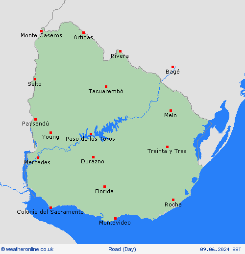 road conditions Uruguay South America Forecast maps