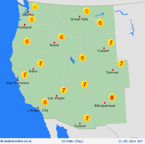 uv index  Central America Forecast maps