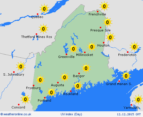 uv index Maine North America Forecast maps