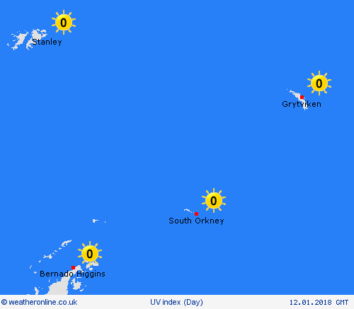 uv index South Orkney Islands South America Forecast maps