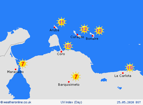 uv index Netherl.  Antilles South America Forecast maps