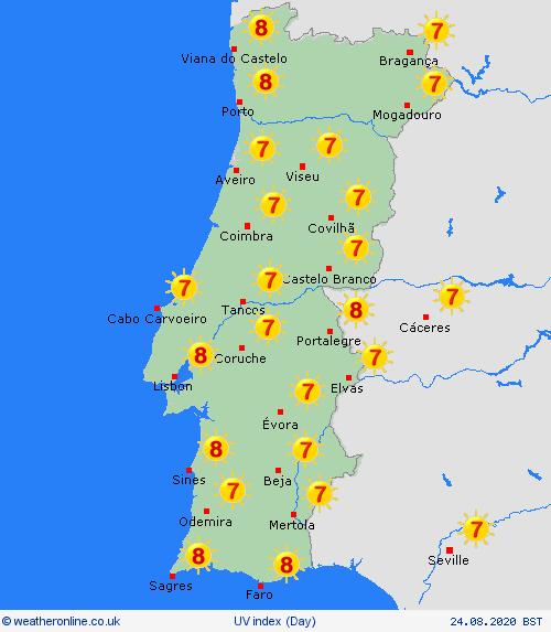 uv index Portugal Europe Forecast maps