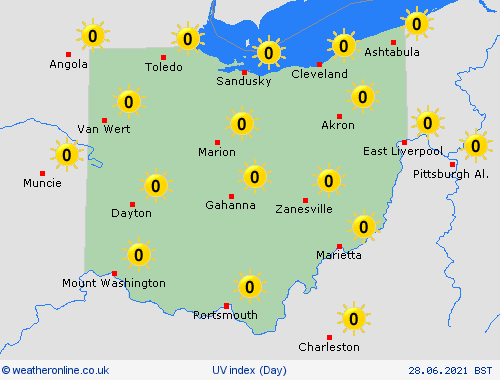 uv index Ohio North America Forecast maps