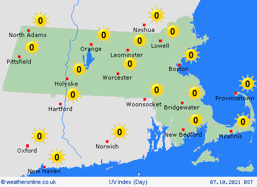 uv index Massachusetts North America Forecast maps