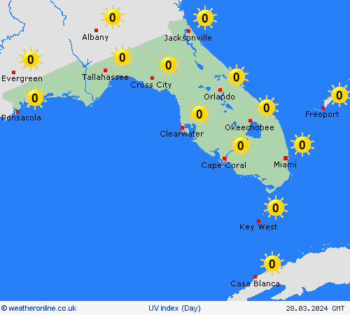 uv index Florida North America Forecast maps