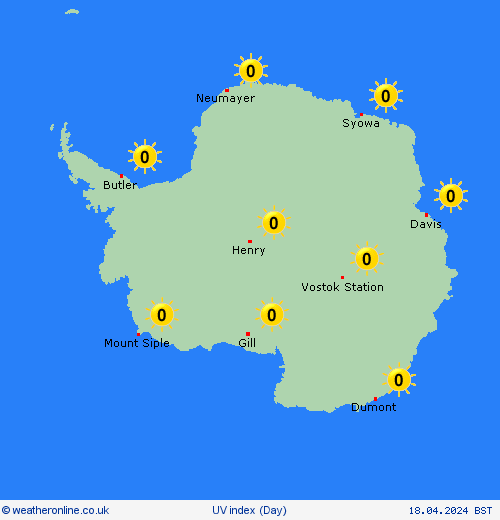 uv index Antarctica Europe Forecast maps