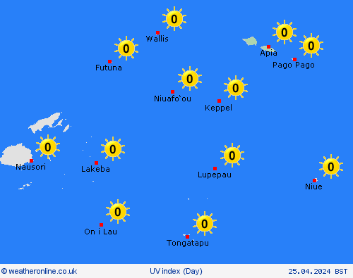 uv index Samoa Oceania Forecast maps