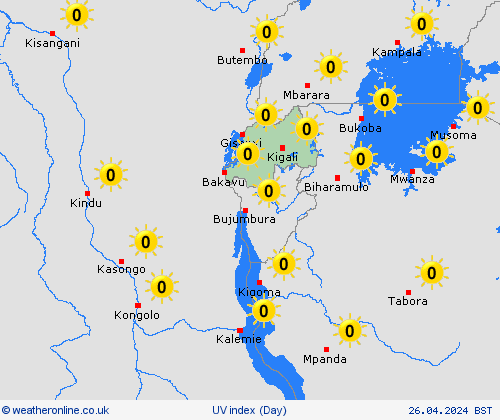 uv index Rwanda Africa Forecast maps