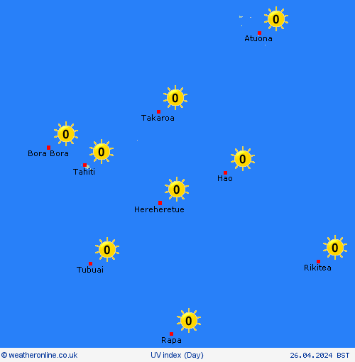 uv index French Polynesia Oceania Forecast maps
