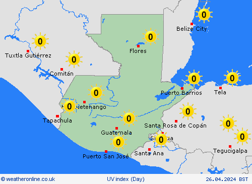 uv index Guatemala Central America Forecast maps
