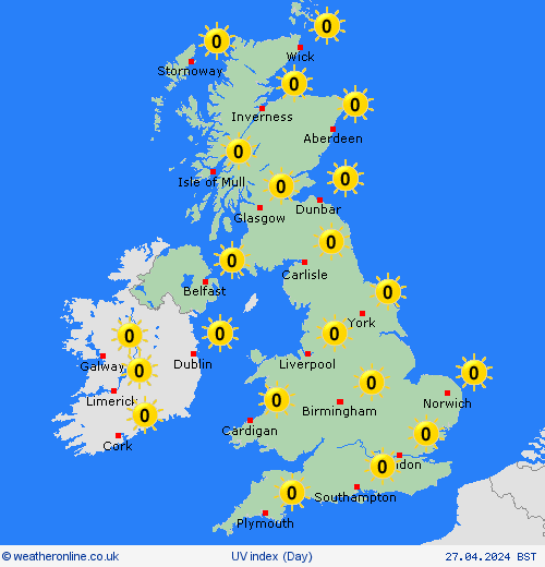 uv index UK United Kingdom Forecast maps