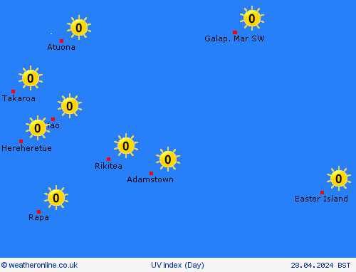 uv index Pitcairn-Islands Oceania Forecast maps