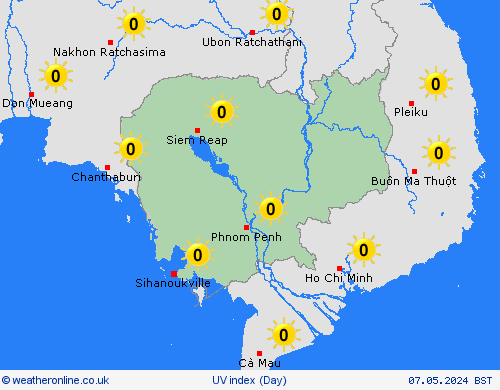 uv index Cambodia Asia Forecast maps