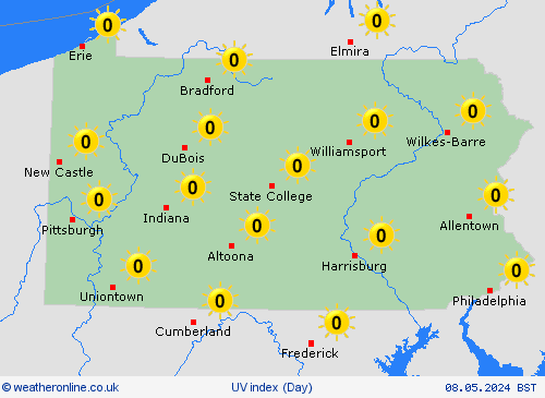 uv index Pennsylvania North America Forecast maps