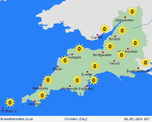 uv index  United Kingdom Forecast maps