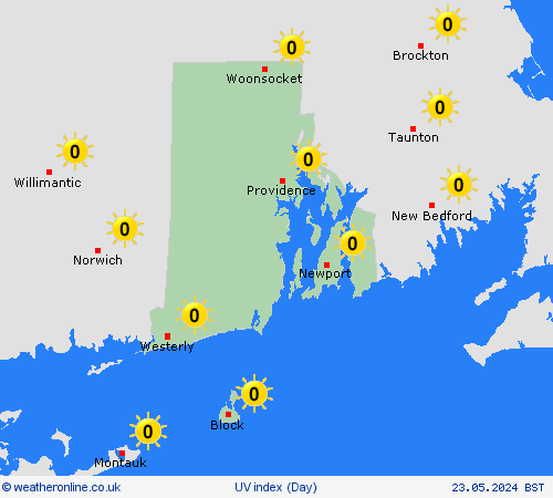 uv index Rhode Island North America Forecast maps