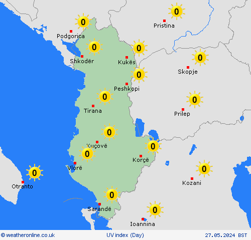 uv index Albania Europe Forecast maps