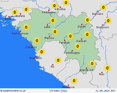 uv index Guinea Africa Forecast maps