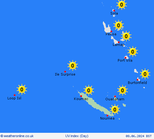 uv index New Caledonia Oceania Forecast maps