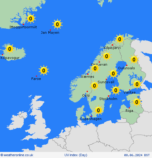 uv index  Europe Forecast maps