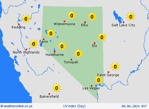 uv index Nevada North America Forecast maps